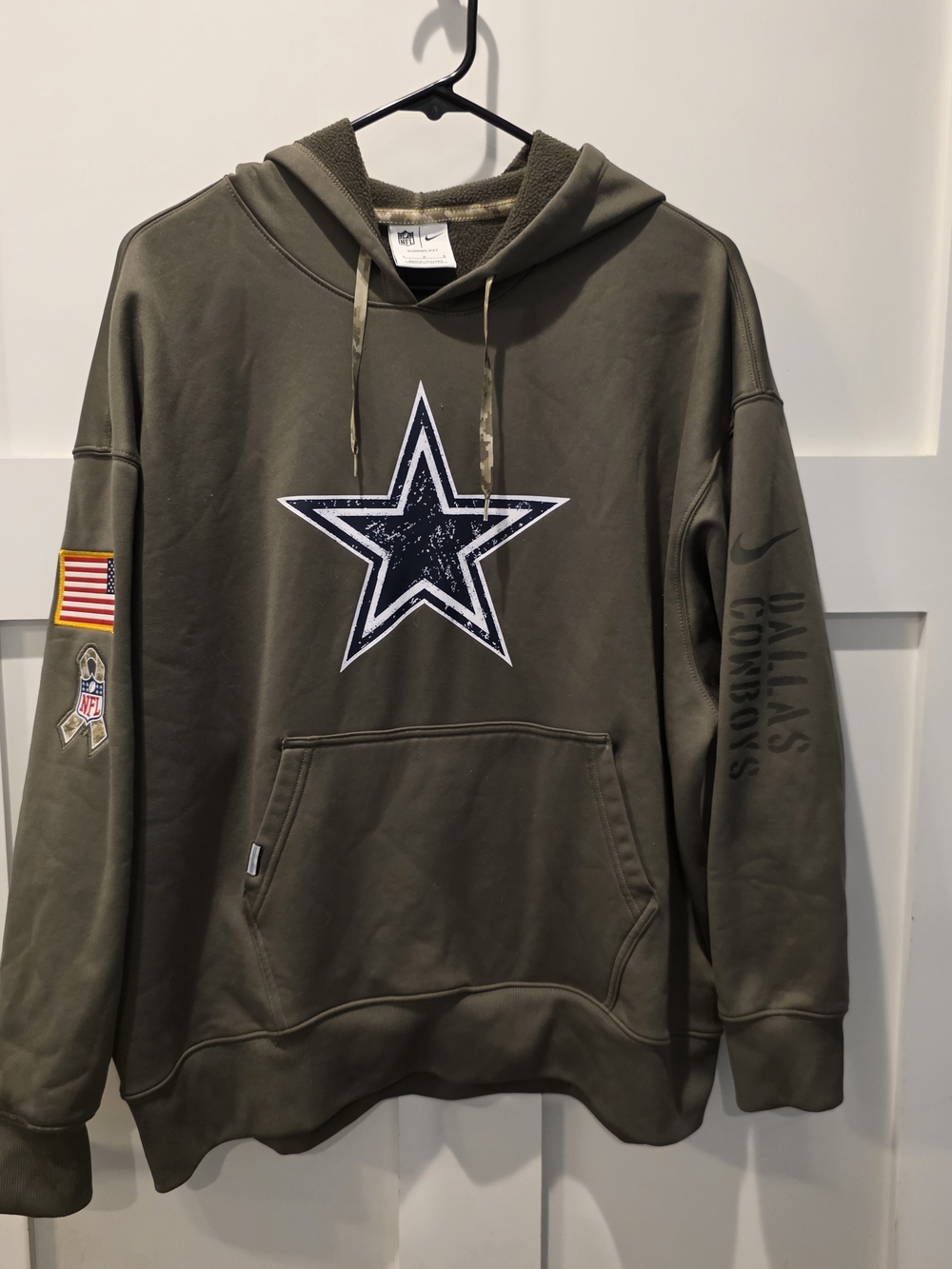 Nike Dallas Cowboys Salute To Service Hoodie Army Green Pullover L On Field